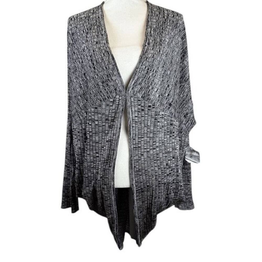 NWT Exclusively Misook Cardigan Cape Dolman Sleeve Black‎ Gray Size Large